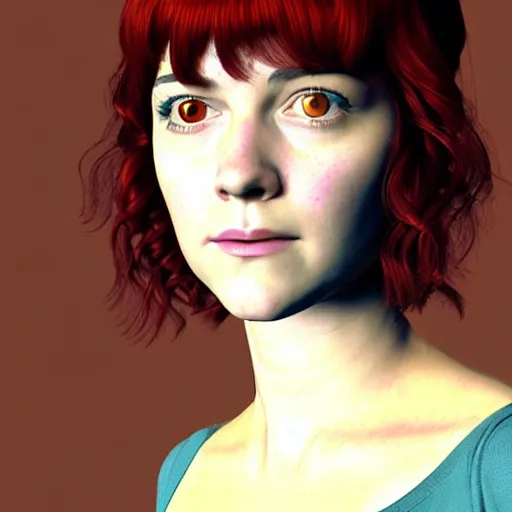 Image similar to renaissance portrait of youth mary elizabeth winstead as ramona flowers, rendered with 3 d effect.