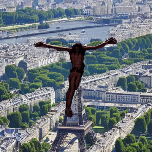 Prompt: Jesus crucified on the Eiffel Tower