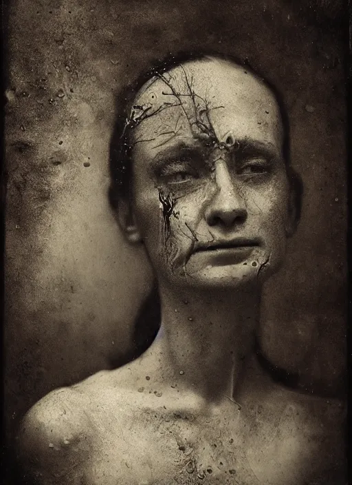 Image similar to old wet plate collodion photography portrait, hyper realistic, elegant, highly detailed, parallax, leica, medium format, by jheronimus bosch and greg rutkowski and louis jacques mande daguerre