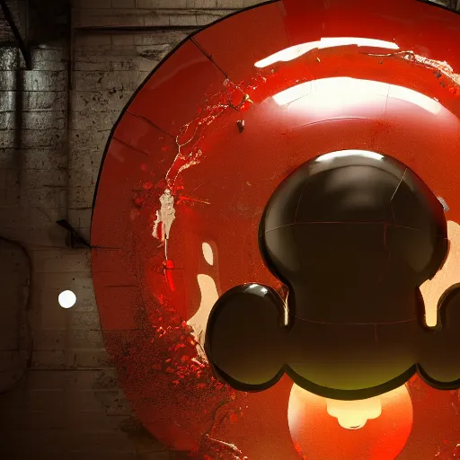 Image similar to a giant mickey mouse head, factory floor, dissected by network executives, octane render, cgstation, 3 d render, very detailed, mindblowing, blood and guts, gritty, cyberpunk, red and cinematic lighting, hyper realism