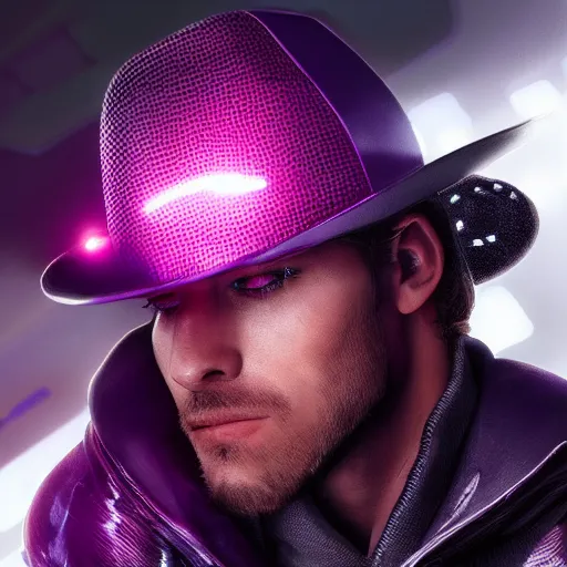 Image similar to a hat from the future, cyberpunk, highly detailed, epic lighting, hyper photorealism, 8 k