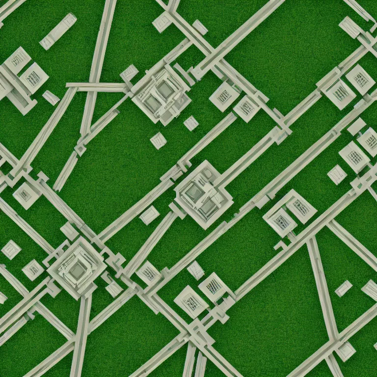 Prompt: Photo of one-point perspective to the center, ground level view of soviet town, infinitely long soviet panel buildings. A perfect green lawn. High detail, details, 105mm, symmetric, symmetrical, synched, surreal, cinematic