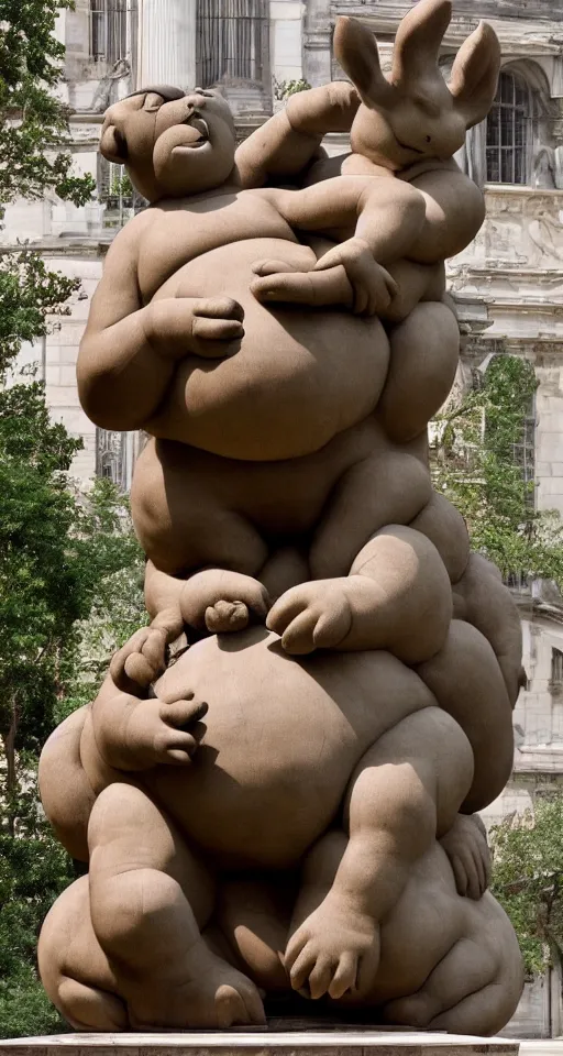 Prompt: big chungus statue by michelangelo buonarroti