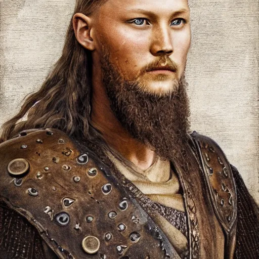 Prompt: a portrait of ragnar from vikings