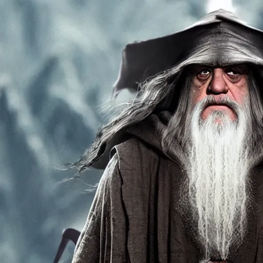 Prompt: danny devito starring as gandalf the white in the 2 0 2 4 lord of the rings movie, full body, hyper realistic, high quality, wide angle, always sunny in philadelphia