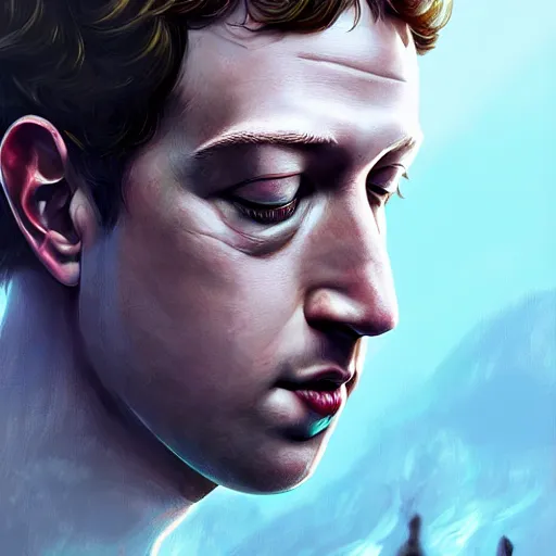 Prompt: Mark Zuckerberg, closeup, D&D, fantasy, intricate, elegant, highly detailed, digital painting, artstation, concept art, matte, sharp focus, illustration