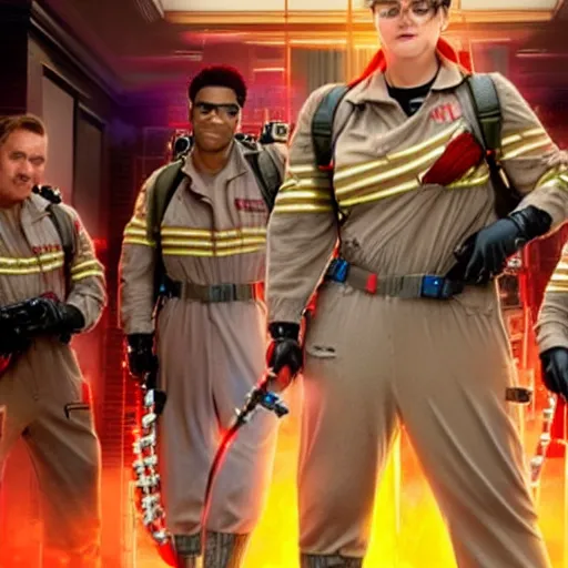 Prompt: a still of from the movie ghostbusters crossover with the game chrono trigger