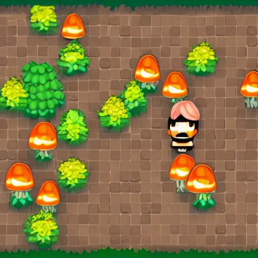 Image similar to MapleStory by Nexon. Orange Mushroom. Mesos. Digital.