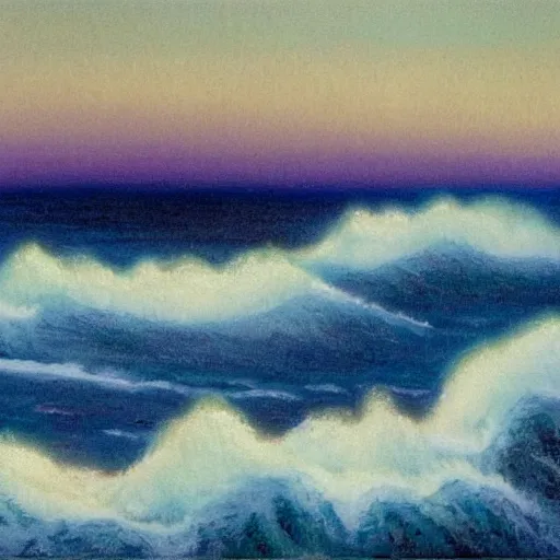 Image similar to midnight shores of the lighthouse island, bob Ross