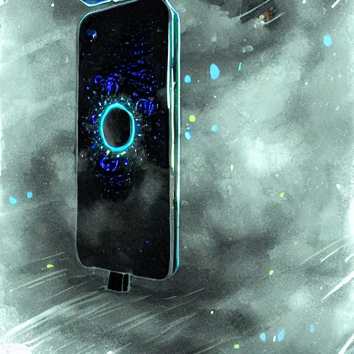 Image similar to phone that is a portal to another dimension, high detail, concept art, computer art