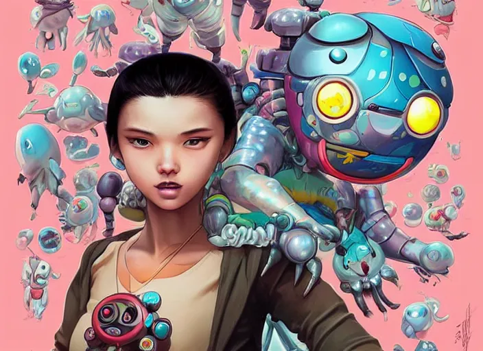 Image similar to lofi BioPunk Pokemon Pikachu portrait Pixar style by Tristan Eaton_Stanley Artgerm and Tom Bagshaw,