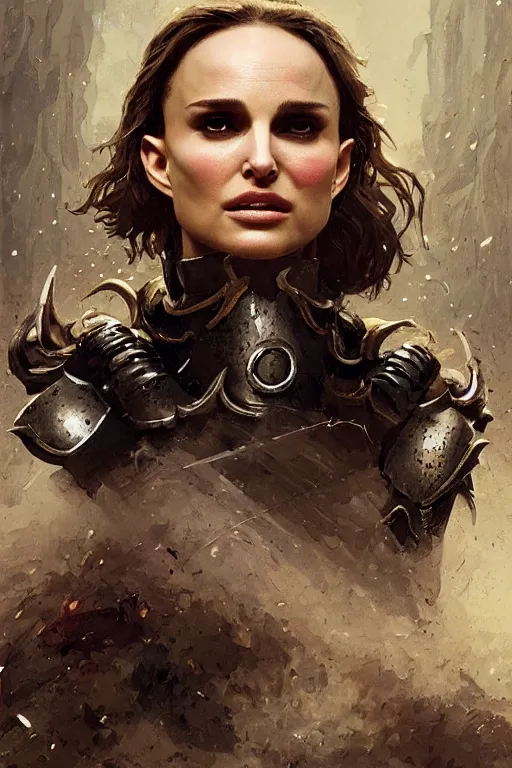 Image similar to natalie portman, legendary warrior, heroic, lord of the rings, tattoos, decorative ornaments, battle armor, by carl spitzweg, ismail inceoglu, vdragan bibin, hans thoma, greg rutkowski, alexandros pyromallis, perfect face, fine details, realistic shading photorealism