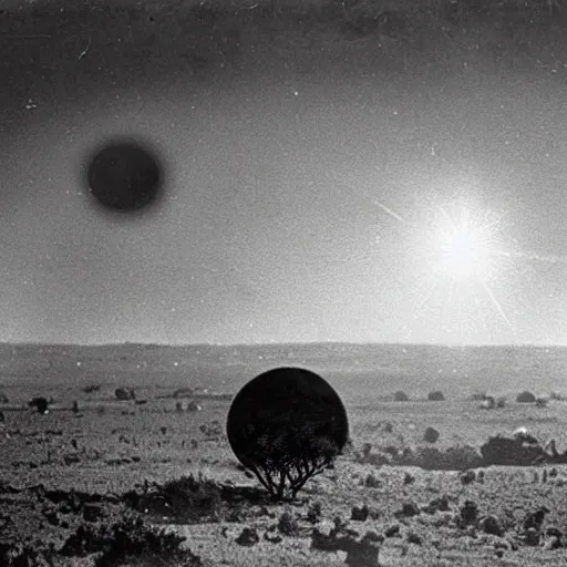 Image similar to Unidentified purple ball of light flying over rural Africa, 1896 photograph