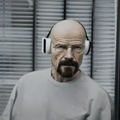 Image similar to Security cam footage of Walter White with airpods in