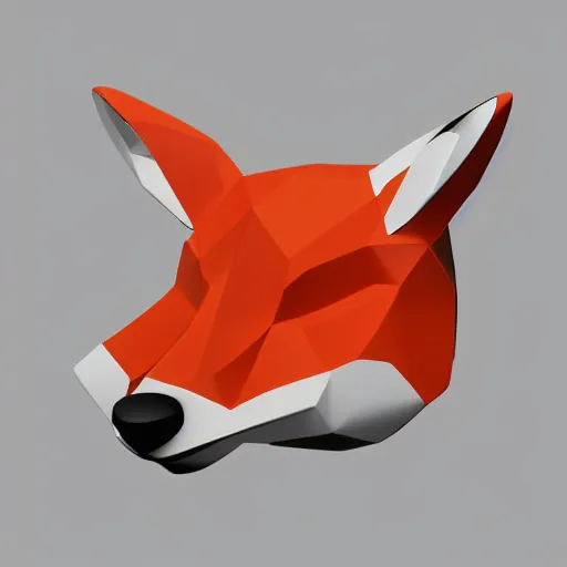 Image similar to an abstract, simplified icon depicting a fox's head, white background, elegant, award-winning, clever, render, blender, 3d, high quality, app, ios