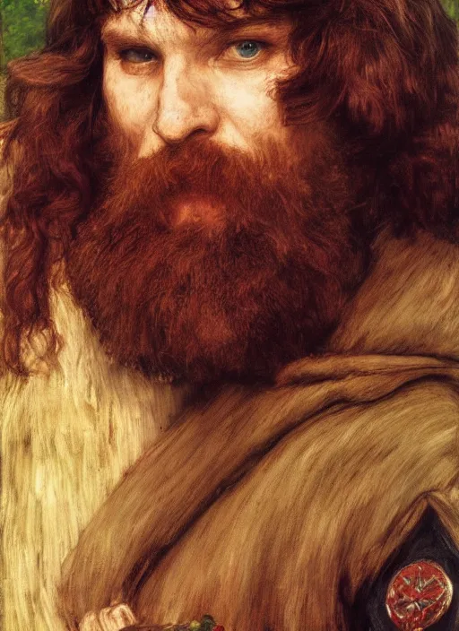 Image similar to a beautiful painting of gimli by John Everett Millais and Dante Gabriel Rossetti and John Collier and john william waterhouse, pre-raphaelite, detailed, trending on artstation, hd, masterpiece