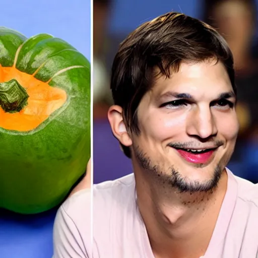 Image similar to ashton kutcher face on a hokaido squash