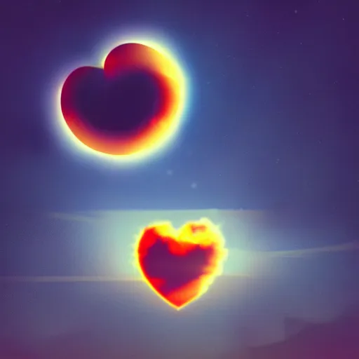 Image similar to total eclipse of a heart shaped sun by a heart shaped moon, digital art, trending on artstation