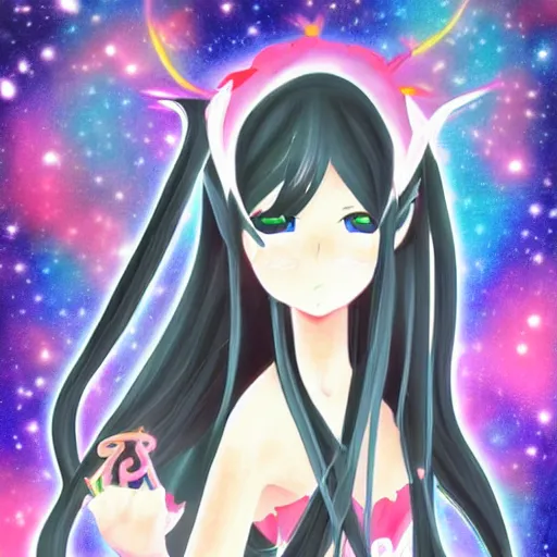 Image similar to digital painting of a long hair anime lady ELF dancing in the moonlight l Trending on Pixiv