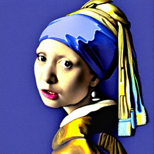 Image similar to girl with a pearl earring as a dog, very detailed