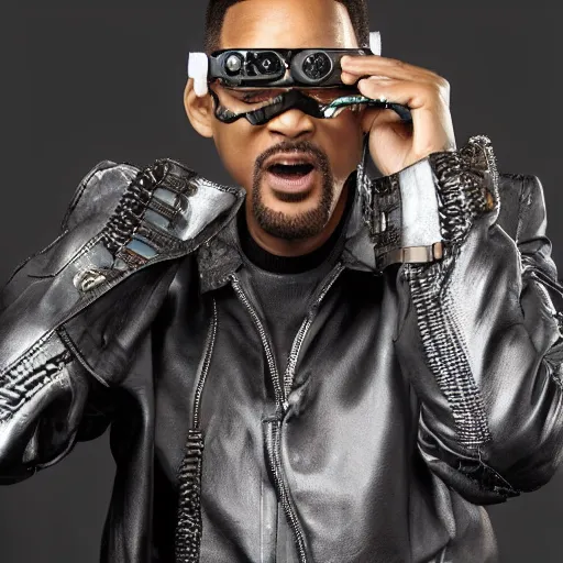 Image similar to will smith wearing big steampunk googles, photo by gustave baumann