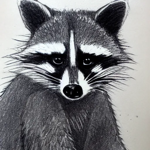 Image similar to Charcoal sketch of a raccoon