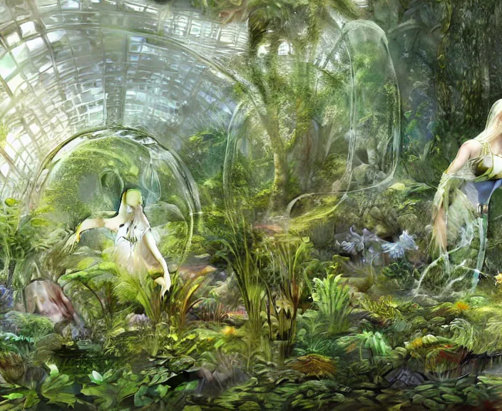 Image similar to transparent clear see - through image of mollusks, lush botany, orchids, ferns, garden environment, ultra realistic, concept art, art nouveau, photorealistic, octane render, 8 k, unreal engine. art by gustave dore and nori inoguchi and sam kaplan and zachary goulko and christopher marley and artgerm and alphonse mucha