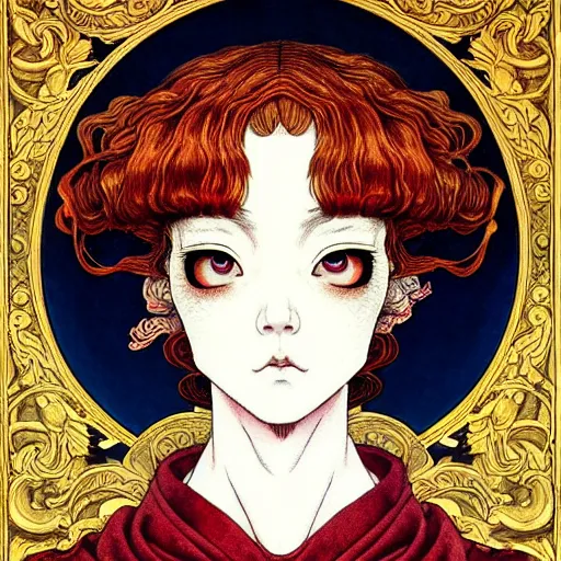 Image similar to prompt: Portrait painted in renaissance style drawn by Katsuhiro Otomo and Takato Yamamoto, inspired by Fables, china doll face, smooth face feature, intricate oil painting, high detail, sharp high detail, manga and anime 2000