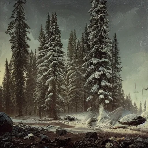 Image similar to a photo by ivan shishkin and zacharias aagaard and simon stalenhag