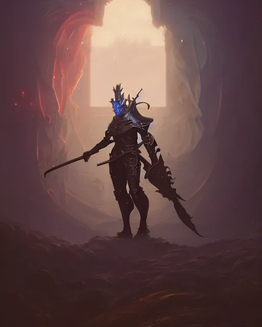 Image similar to highly detailed vfx portrait of a fantasy knight, stephen bliss, unreal engine, greg rutkowski, loish, rhads, beeple, makoto shinkai and lois van baarle, ilya kuvshinov, rossdraws, tom bagshaw, alphonse mucha, global illumination, detailed and intricate environment