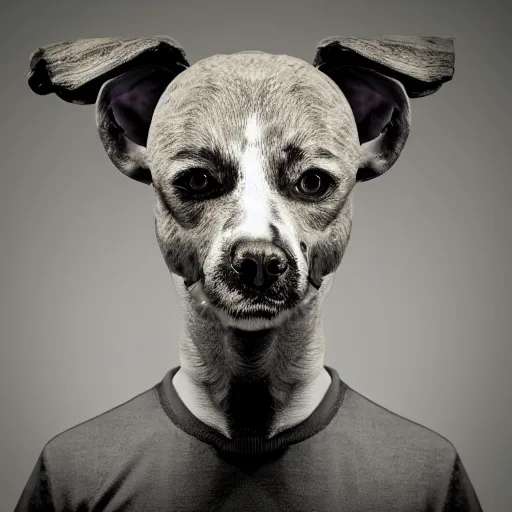 Prompt: photo of a dog-headed man