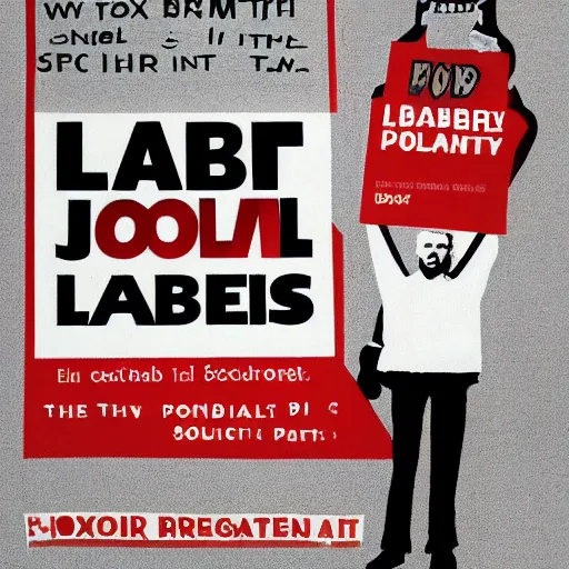 Prompt: Join the labour party! taxes! social democracy! social movement! Labour party leaders poster. This poster inspires me. Beautiful corporate artwork. Corporate colors. Logos. Block text. Labour party. Vote! Vote! Vote! Political party poster.