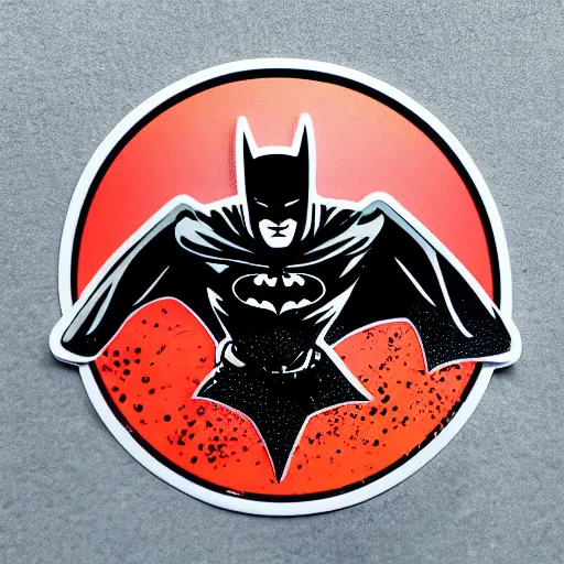 Image similar to die cut sticker, batman breakdancing in techwear splatter paint