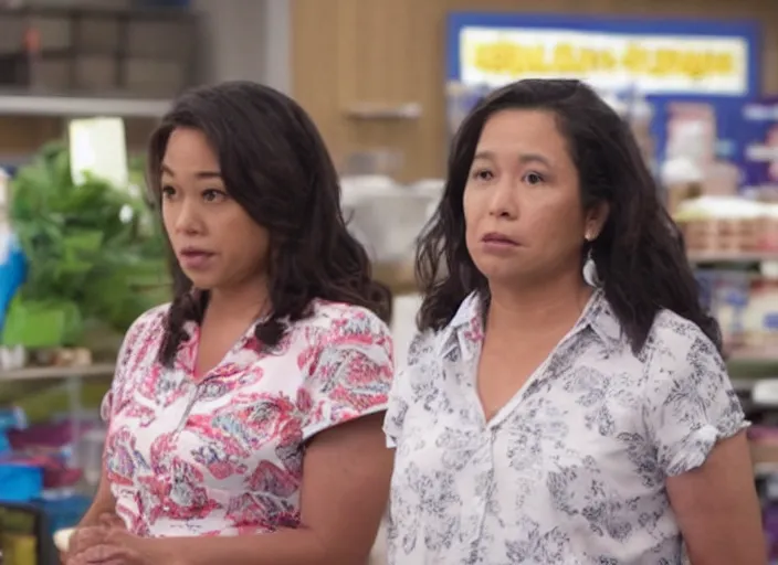 Prompt: film still of kaliko kauahi as sandra kaluiokalani in superstore 2 0 1 5