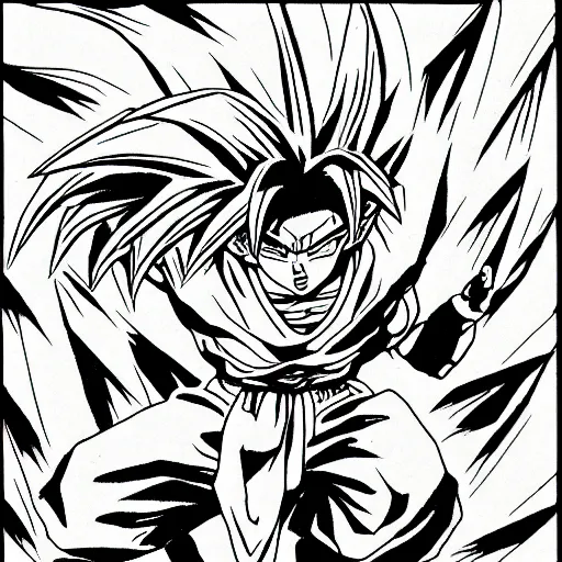 Image similar to Ultra Instinct Frank Zappa Dragon Ball Super manga panel award winning black and white art by Frank Zappa highly detailed pen and ink matte painting