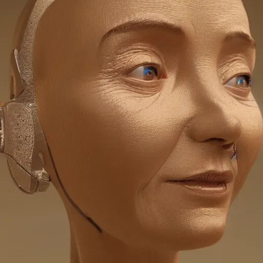 Image similar to my mother the robot, rule of thirds, rendered in octane, rendered in vray, rendered in arnold, insanely detailed, photorealistic, cinematic, global illumination