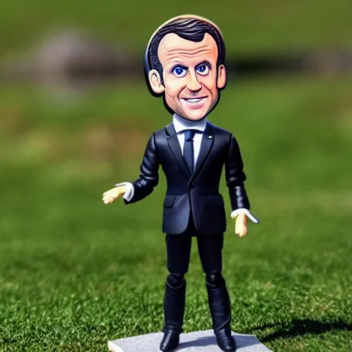 Prompt: emmanuel macron action figure