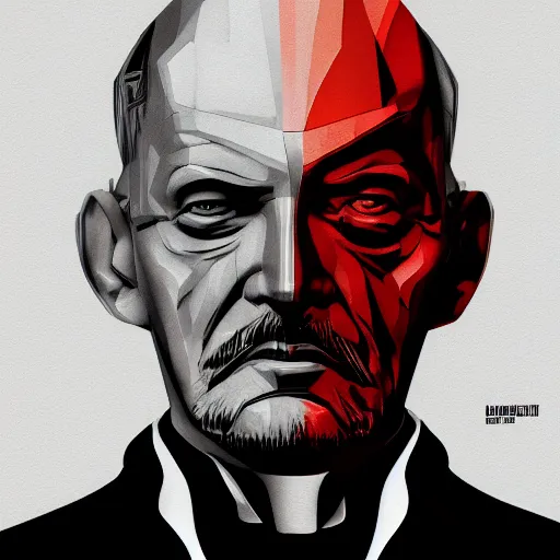 Image similar to cyberpunk vladimir lenin as the leader of a futuristic communist society, cybernetics, sharp lines, digital, artstation, colored in