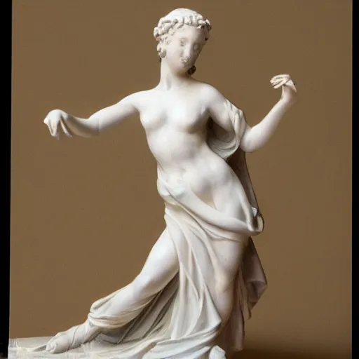 Image similar to a portrait of a marble statue of a woman dancing, wearing a beautiful dress