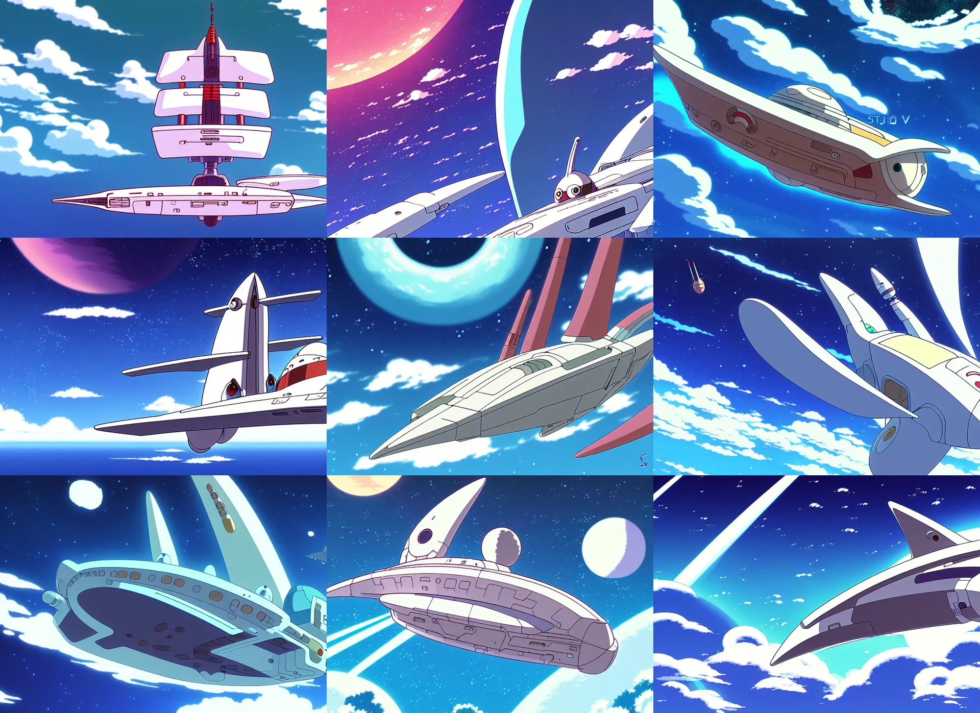 Prompt: a sharp spaceship by studio ghibli 4 k