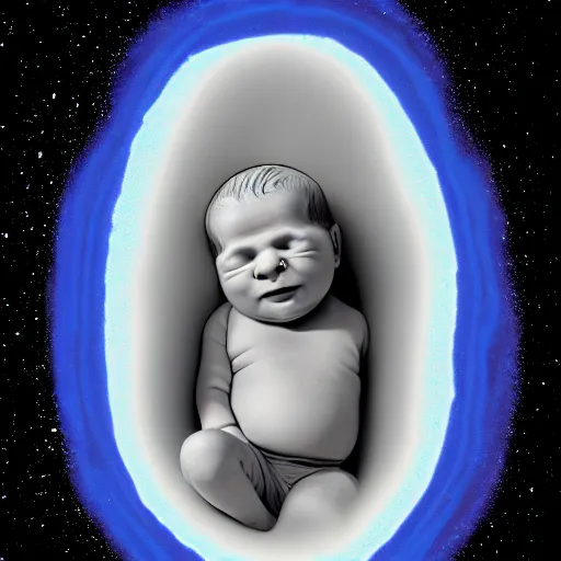 Prompt: an ultrasound of the first child born in latent space