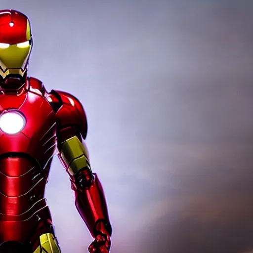 Image similar to Keanu Reeves as Iron Man, photorealistic, cinematic lighting