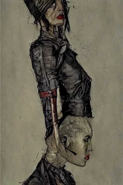 Image similar to portrait fashion model artwork by enki bilal