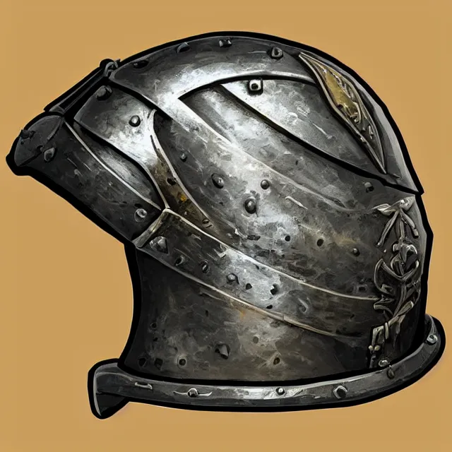 Image similar to an icon of a medieval german sallet helm, dark background, digital art, isometric, artstation hd, rpg icon