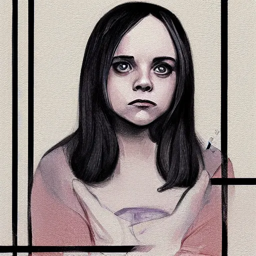 Image similar to Christina Ricci, crayon, by Atey Ghailan, by Franz Marc muted