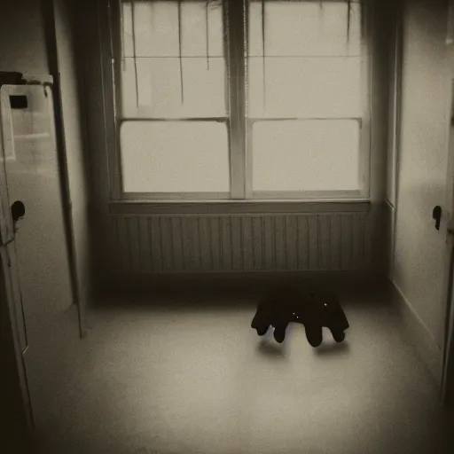 Image similar to creepy nursery liminal space, dark photograph