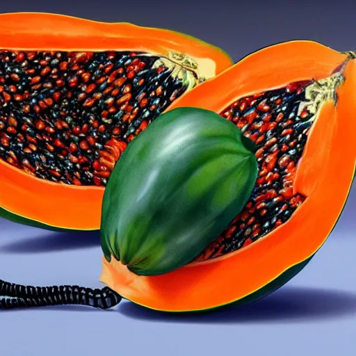 Image similar to papaya telephone, UHD, hyperrealistic render, highly detailed, 4k, artstation