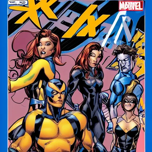 Prompt: X-men cover by Rob Lee, rob Lee, rob Lee, rob Lee, pouches, straps, pockets