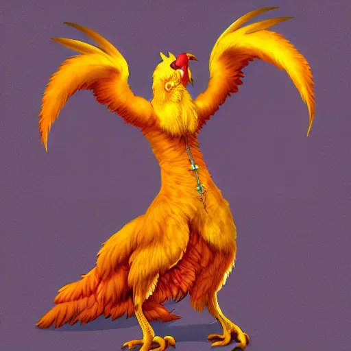 Image similar to digital painting of an elegant but deadly chicogriff, griffin chicogriff hybrid monster