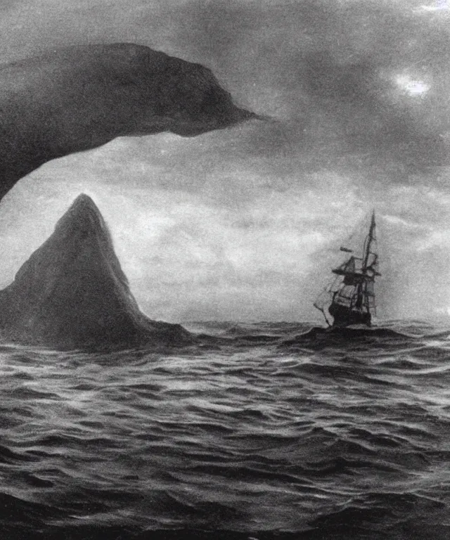 Prompt: photo of a 1 9 2 5 seiner sailing with the jamaican shoreline with the mouth of a sea cave at the waterline, dark, brooding, atmospheric, seascape, lovecraft, horror, smooth, epic, highly detailed, cinematic